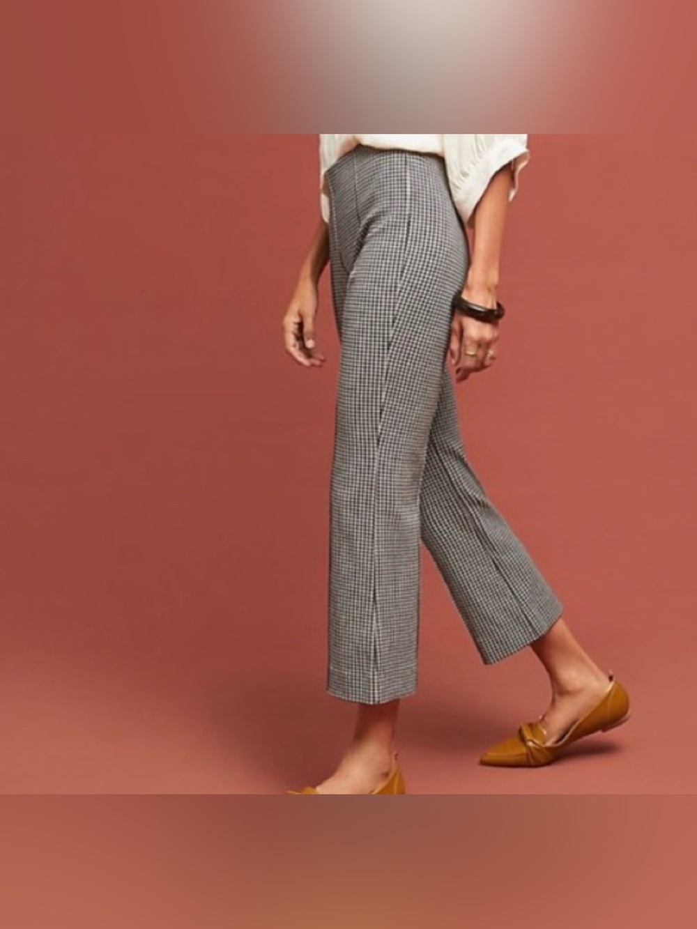 Anthropologie Houndstooth Trousers Cropped Stretch Women’s 4 NWOT